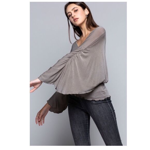 𝅺KNIT Top Fitted Waist With Dolman  Bell Sleeves - Picture 13 of 16